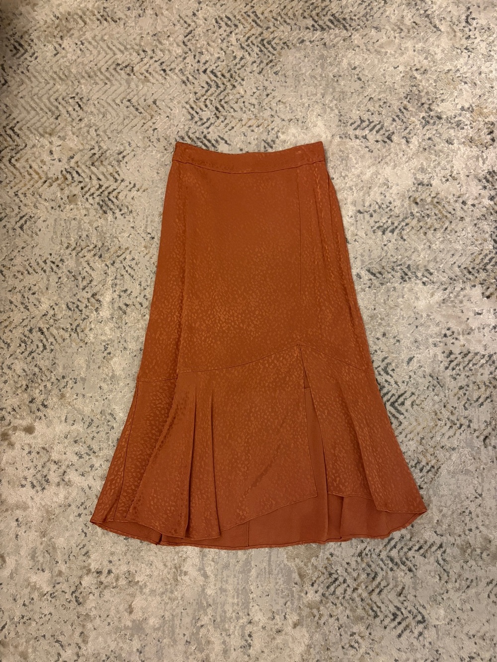Madewell Burnt Orange High-Low Flared Skirt